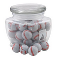 3 1/8" Howard Glass Jar w/ Chocolate Baseballs